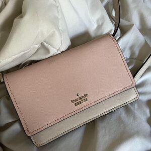Kate Spade Small Flap Colorblock Pink and Cream/Beige Crossbody Bag Purse